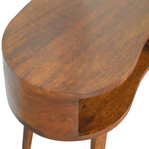 Solid Wood Chestnut Rounded Writing Desk, 1-Drawer, 1 Open-Slot