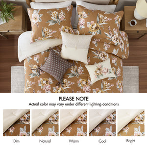 7-Piece King Vin Floral Comforter Set - Terracotta