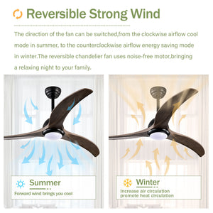 Indoor Outdoor Ceiling Fan With Light With Remote Control, Noiseless Reversible Motor, 6 Speed, 3 Color