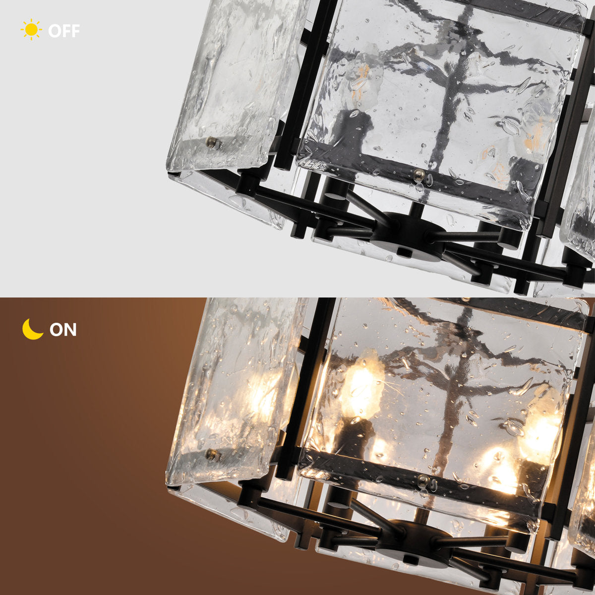 19.7-Inch 6-Light Dimmable Drum Chandelier, Black Glass and Metal