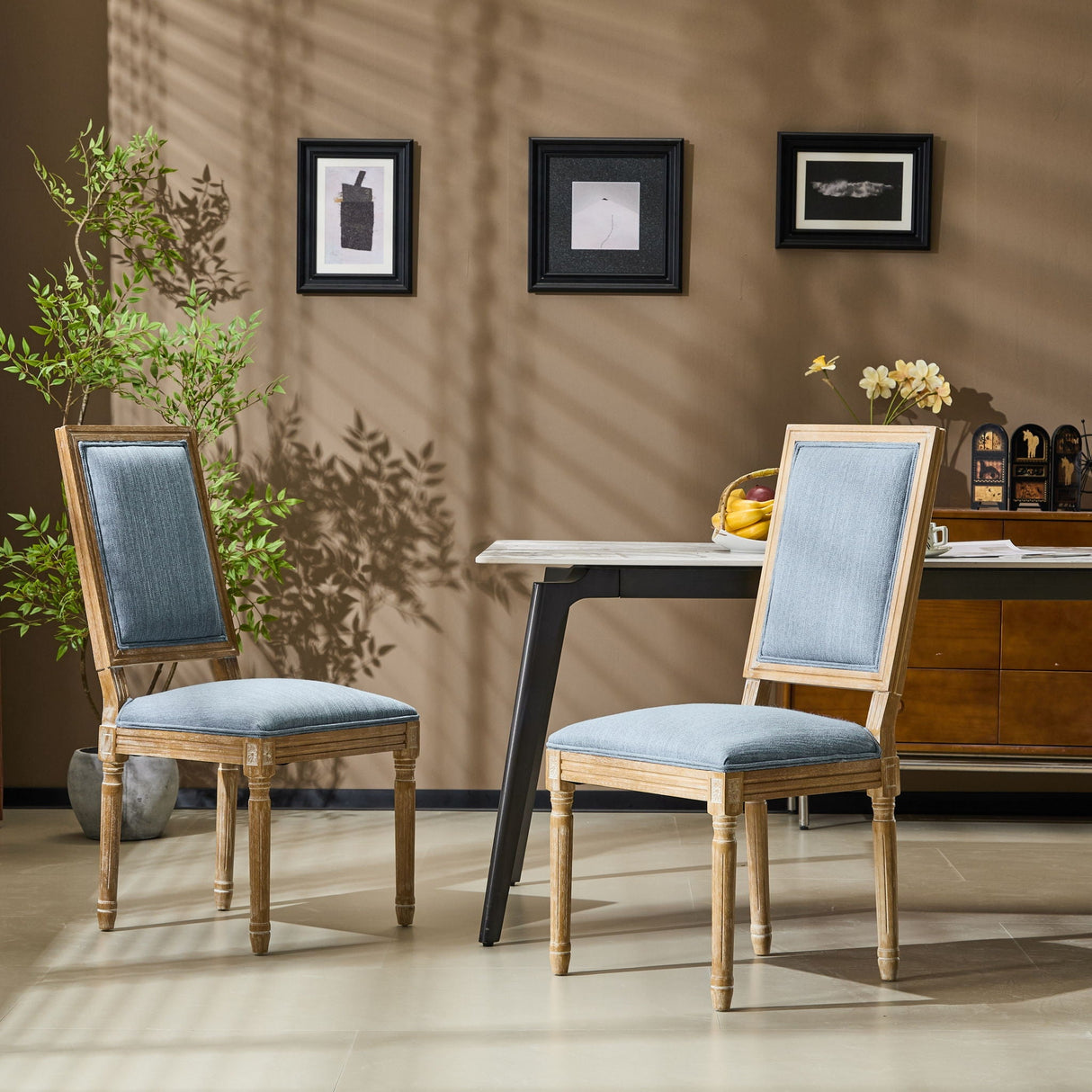 French Country Style Dining Chair With Upholstered Seating And Fluted Legs - Best Buy Furniture
