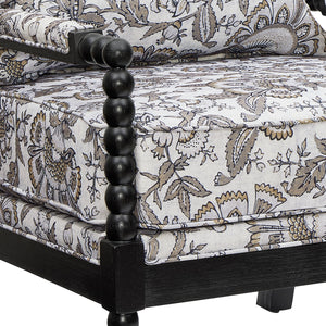 Belvoir Upholstered Spool Accent Chair with Turned Wood Frame, Floral