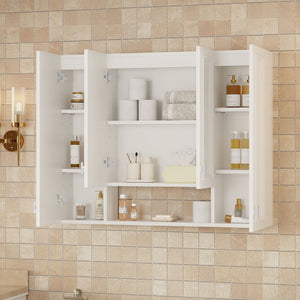Bathroom Cabinet With 5 Adjustable Shelves, Wall-Mounted, White