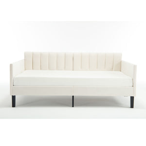 Elena - Boucle Upholstered Daybed, Ribbed Tufted Backrest