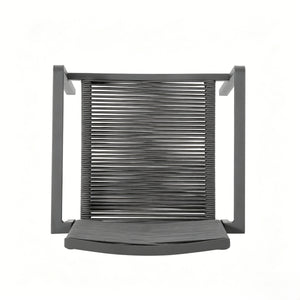 7-Piece Aluminum & Woven Rope Outdoor Patio Dining Set, Grey & Black