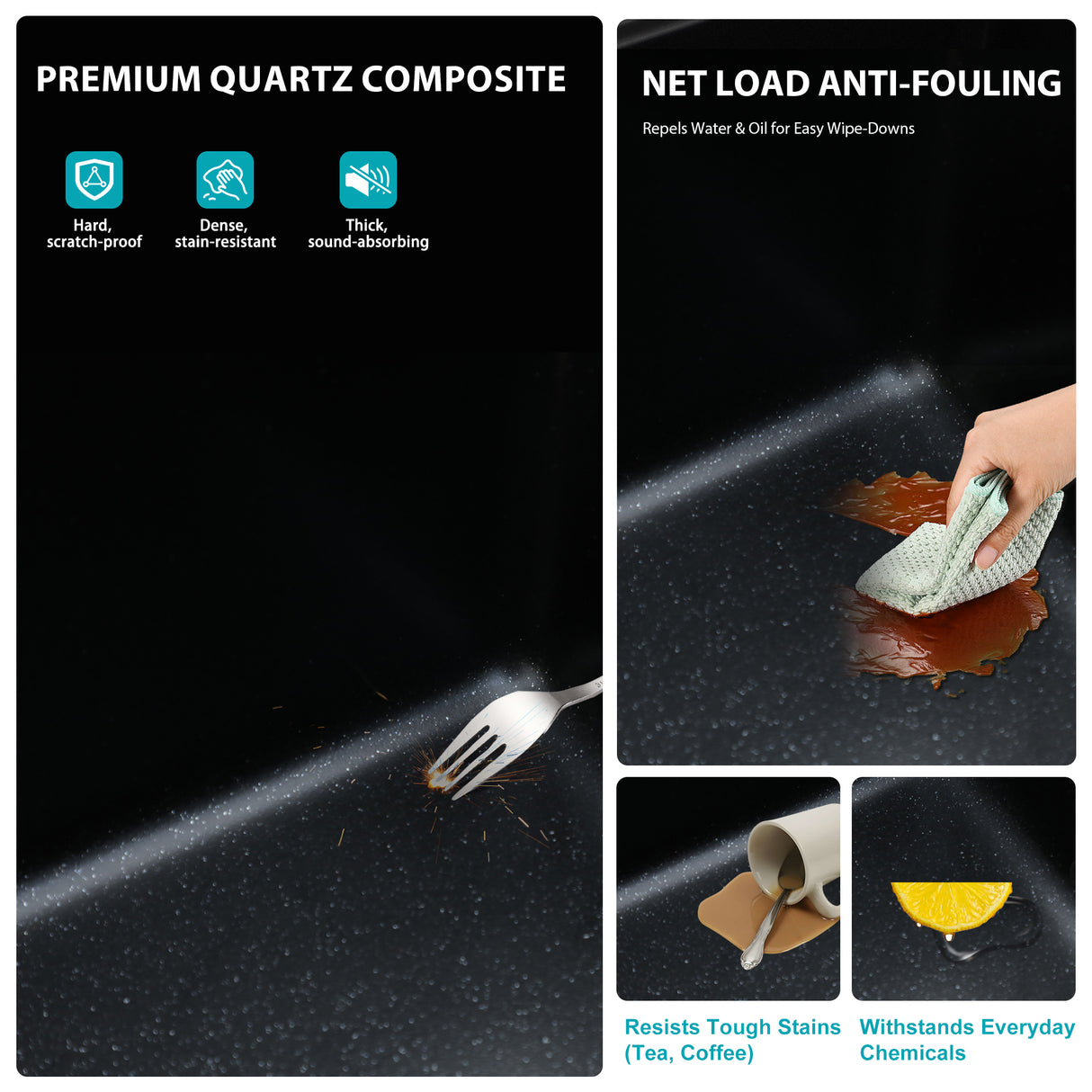 Quartz Drop-In Topmount Bar Sink - 15" x 15" x 9.65"