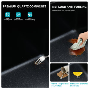 Quartz Drop-In Topmount Bar Sink - 15" x 15" x 9.65"