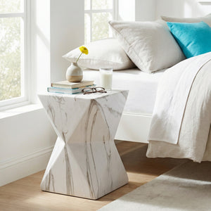 Modern Geometric MGO Side Table - Hourglass Accent Table