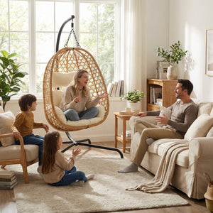 Egg Chair with Stand, Patio Wicker Hanging Chair, Hammock Swing Chair