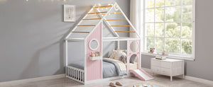 Twin House Bed with Slide, Ball Light Strip