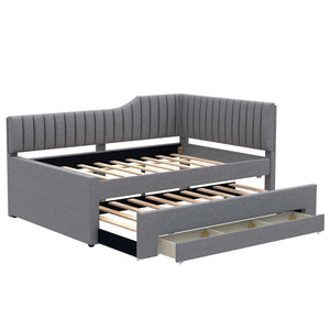 Upholstered Daybed With Trundle And 3 Drawers