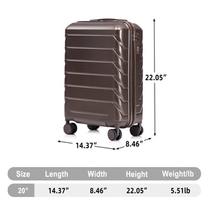 20 Inch ABS Hard Shell Travel Checked Luggage - Brown