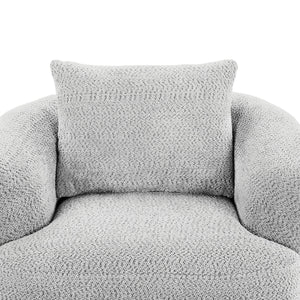 360° Swivel Barrel Sofa Chair With Throw Pillow, Upholstered Accent Chair
