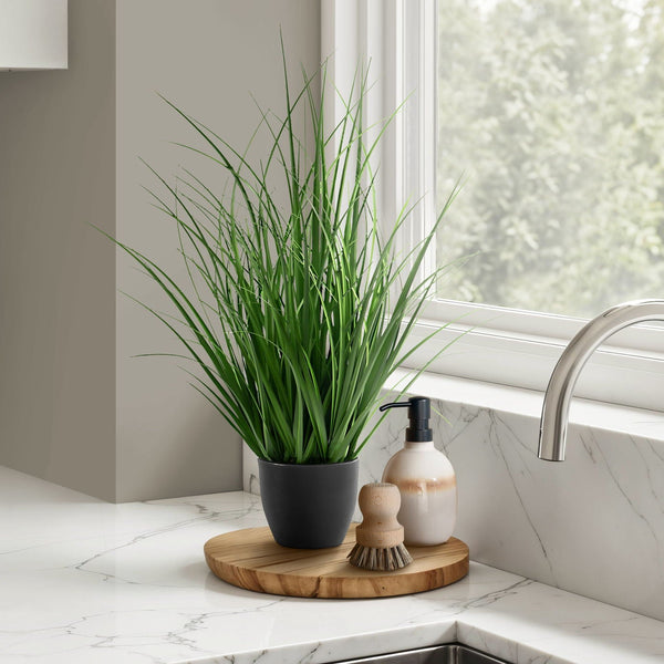 23" Tall, Artificial Plant, Grass, Indoor, Faux, Fake, Table, Greenery, Potted, Real Touch, Decorative - Green / Black - Best Buy Furniture