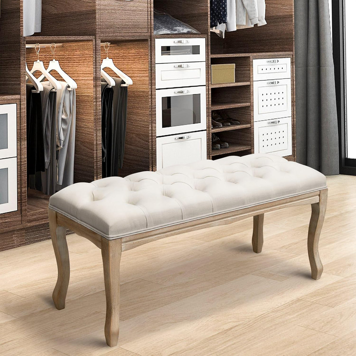 Bedroom Bench French Vintage Tufted Entryway Bench