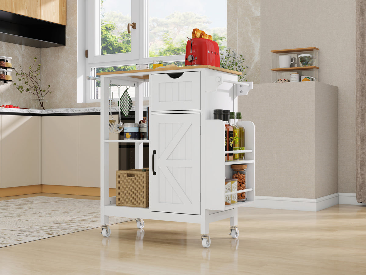 Kitchen Island Cart with Mobile Storage Cabinets