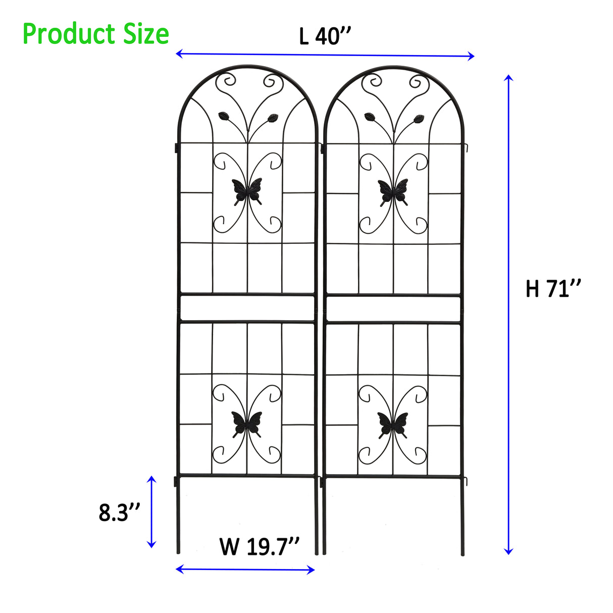 2 Pack Metal Garden Trellis 71" x 19.7" Rustproof Outdoor Support
