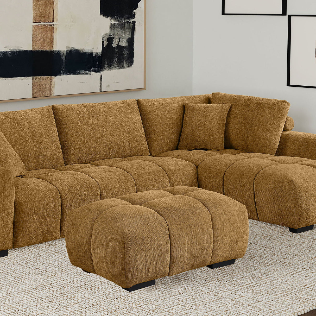 Calla - Rectangular Tufted Ottoman - Amber
