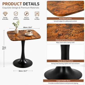 Square Dining Table - 24" Square Tulip Table with MDF Top