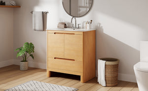 30" Softened Modern Bathroom Vanity with Ceramic Sink