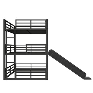 Full Over Full Over Full Bunk Bed with Slide