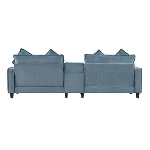 Modern Sectional Sofa With Removable Ottomans, USB Ports