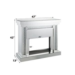 Nysa Mirrored & Faux Crystals Fireplace