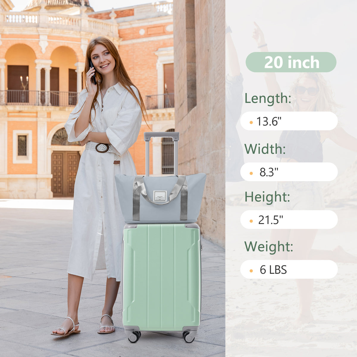 20 Inch Carry On Luggage Set 3 Piece with Spinner Wheels