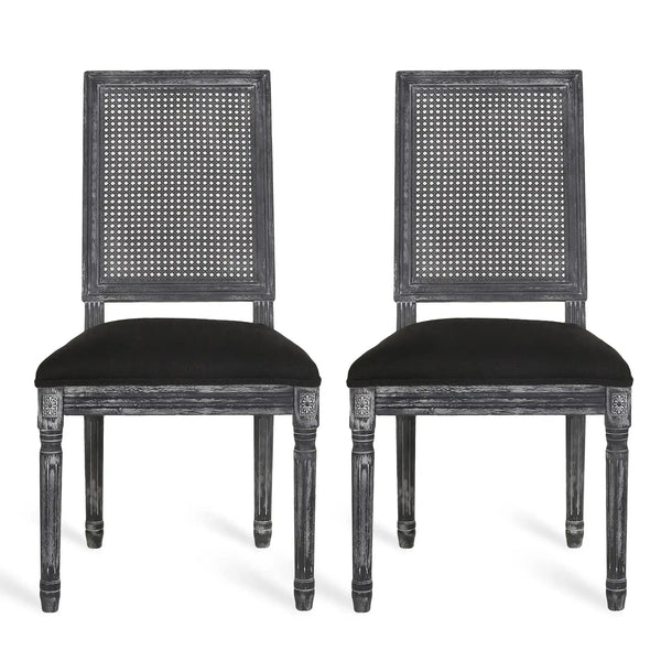 French Country Dining Chair With Rectangular Cane Backrest And Smooth Upholstered Seating - Best Buy Furniture
