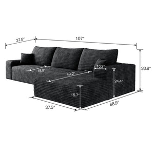 107" Cloud Sectional Couch with L-Shape Chaise