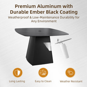 Rounded Square Outdoor Pedestal Dining Table