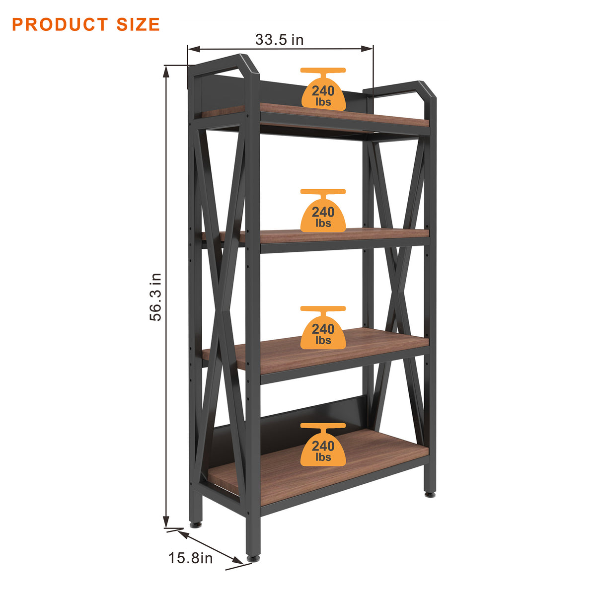 56.30'' Bakers Rack with 4-Level Storage Shelves
