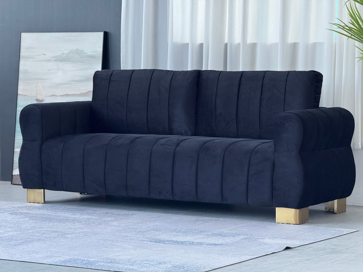 FX-P56-BKT Velvet Sofa with Golden Metal Legs
