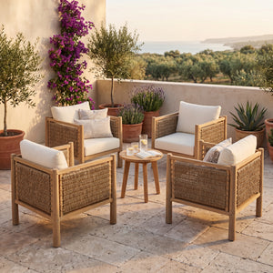 Set of 4 Outdoor Acacia Wood Patio Chairs