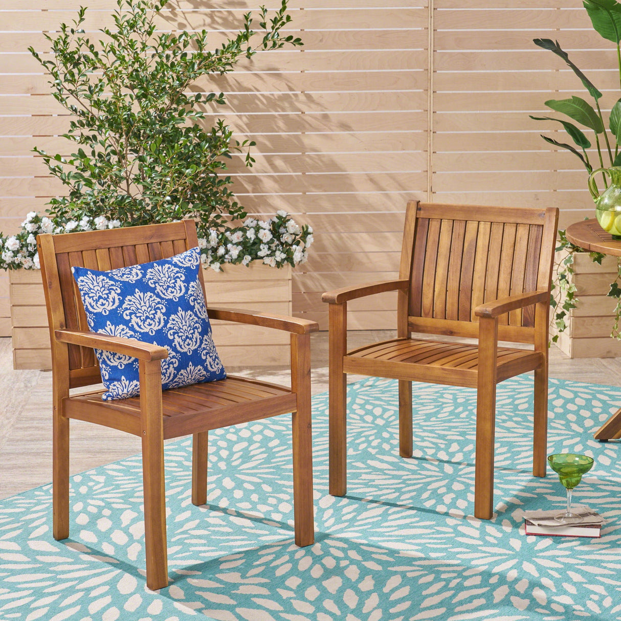 Amethyst - Outdoor Dining Chair With Slat Design (Set of 2) - Natural - Best Buy Furniture