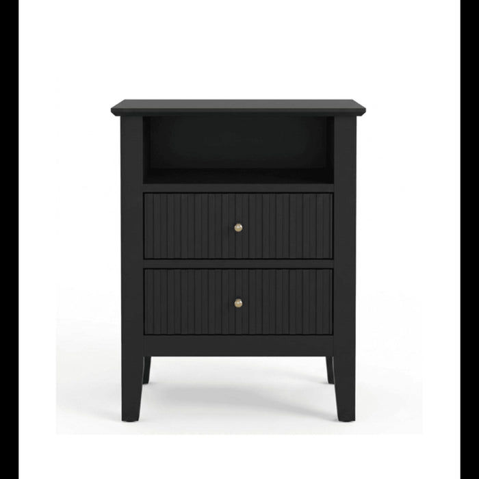 Fluted Nightstand with 2 Drawers and Soft-Close Slides - Multiple Colors