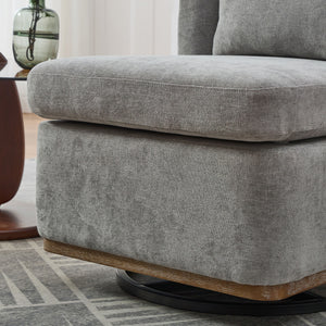 Wide Modern Cushioned Armless Metal Base 360° Swivel Chair With Pillow