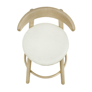 Round Cushion Bar Stools (Natural Ash + Beige)