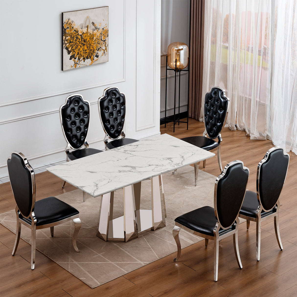 Marble Dining Table for 6 People