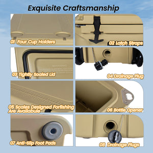 85 Quart Khaki Bear-Resistant Rotomolded Cooler