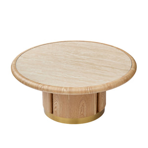 Round Coffee Table with Sturdy MDF Pedestal