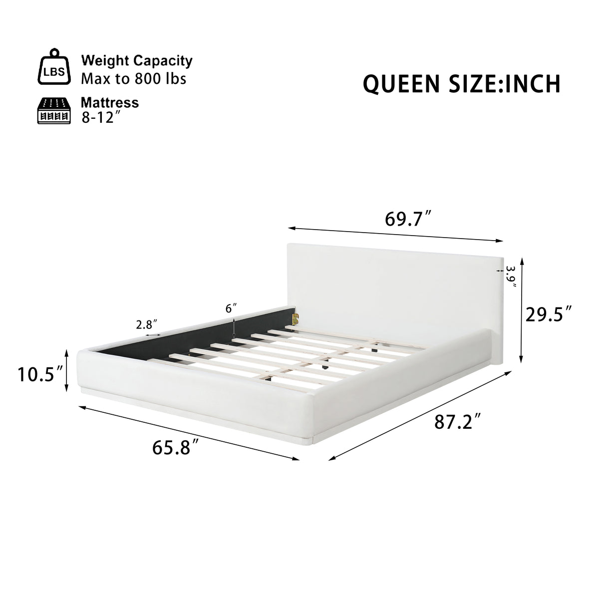 Soft and Comfortable Upholstered Bed – Queen Size