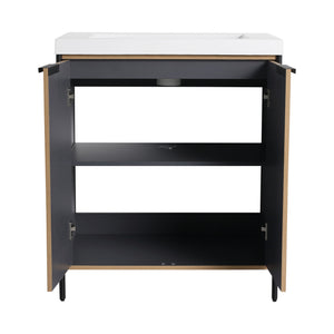 Modern Freestanding Bathroom Vanity With Resin Sink & Soft Close Cabinet Doors