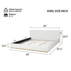 Elegant Upholstered Bed With Solid Wood Frame, King