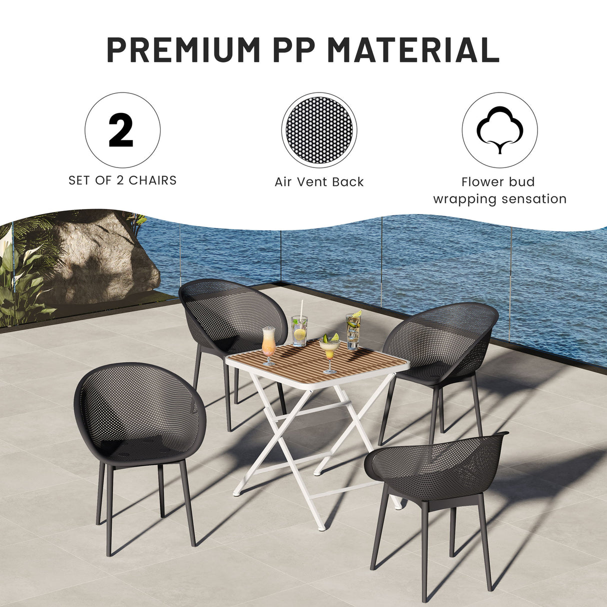 2 Pack Lounge Chair Set & Folding Square Table