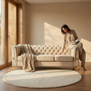 Contemporary Velvet Sofa With 2 Pillows