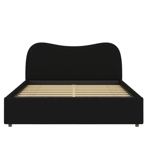 Queen Size Upholstered Platform Bed with Wooden Slats
