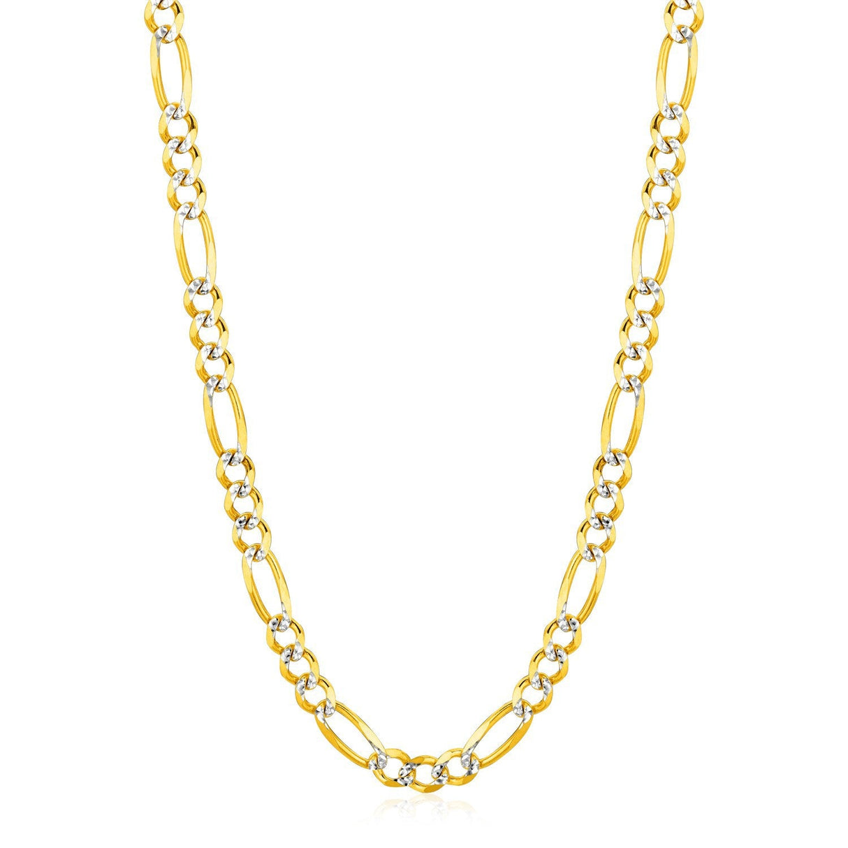 6.0mm 14K Yellow Gold Solid Pave Figaro Chain