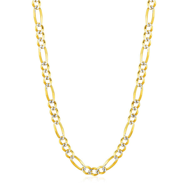 6.0mm 14K Yellow Gold Solid Pave Figaro Chain