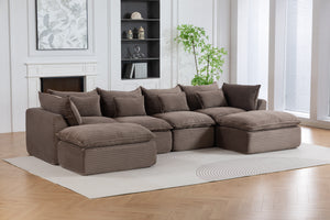 129.8" Width Cloud Couch Oversized Modular Sectional Sofa
